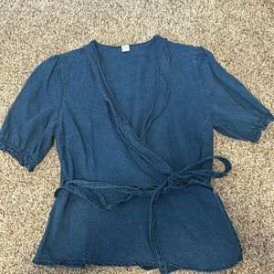Medium Old Navy Denim Wrap Top